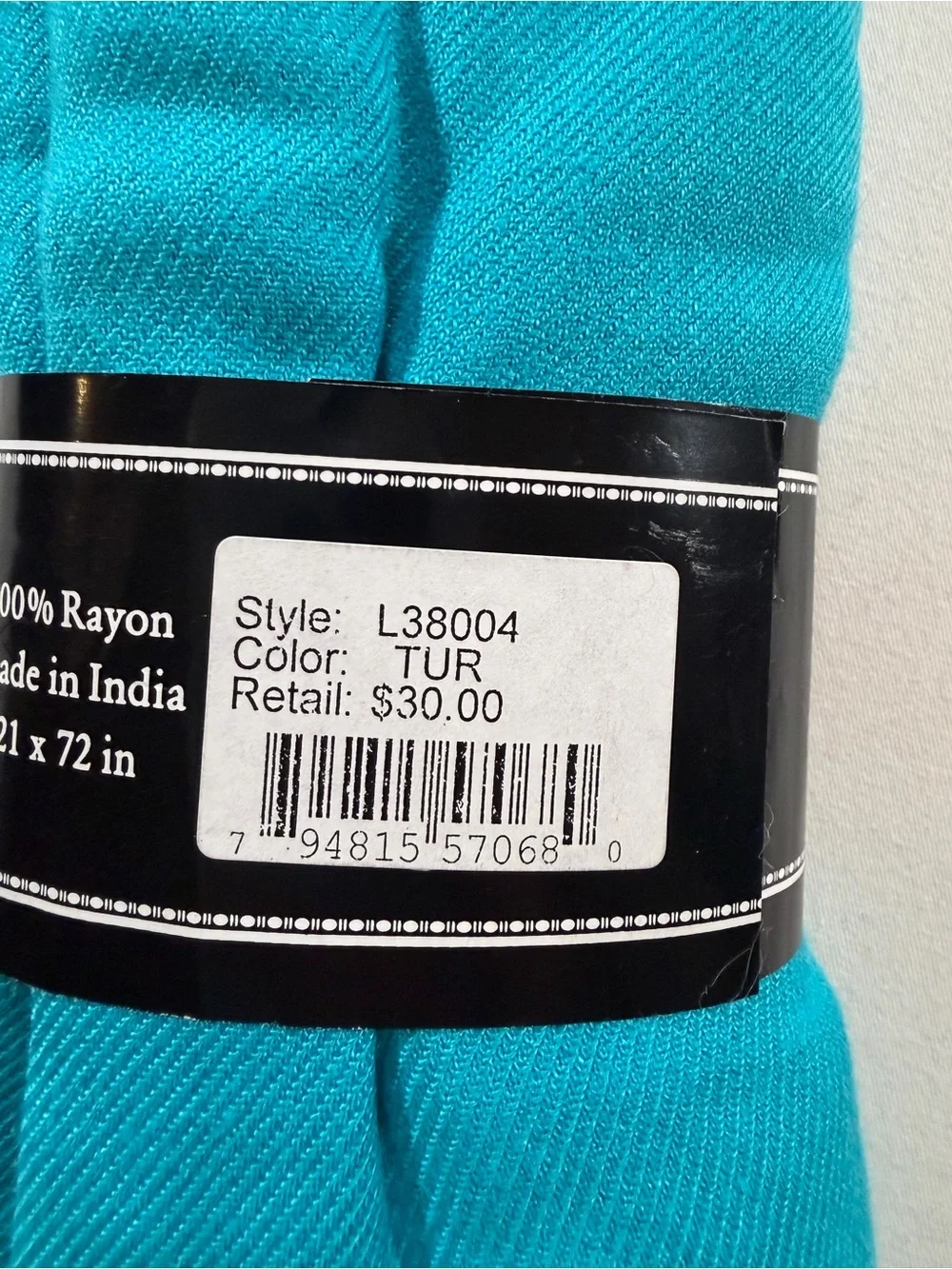 Turquoise Rayon Scarf 21x72
